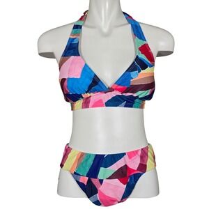 Venus Women's Multicolor Abstract Geometric Halter Bikini Two Piece Set 10
